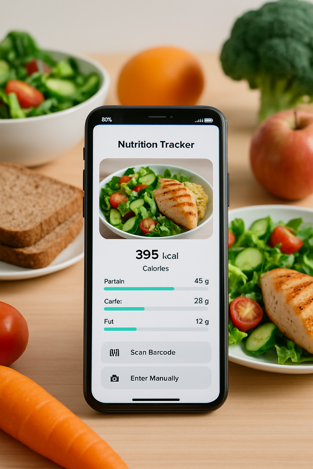 A nutritionist's review of the SnapEat AI calorie counter app, showing the photo-to-nutrition feature on a smartphone.