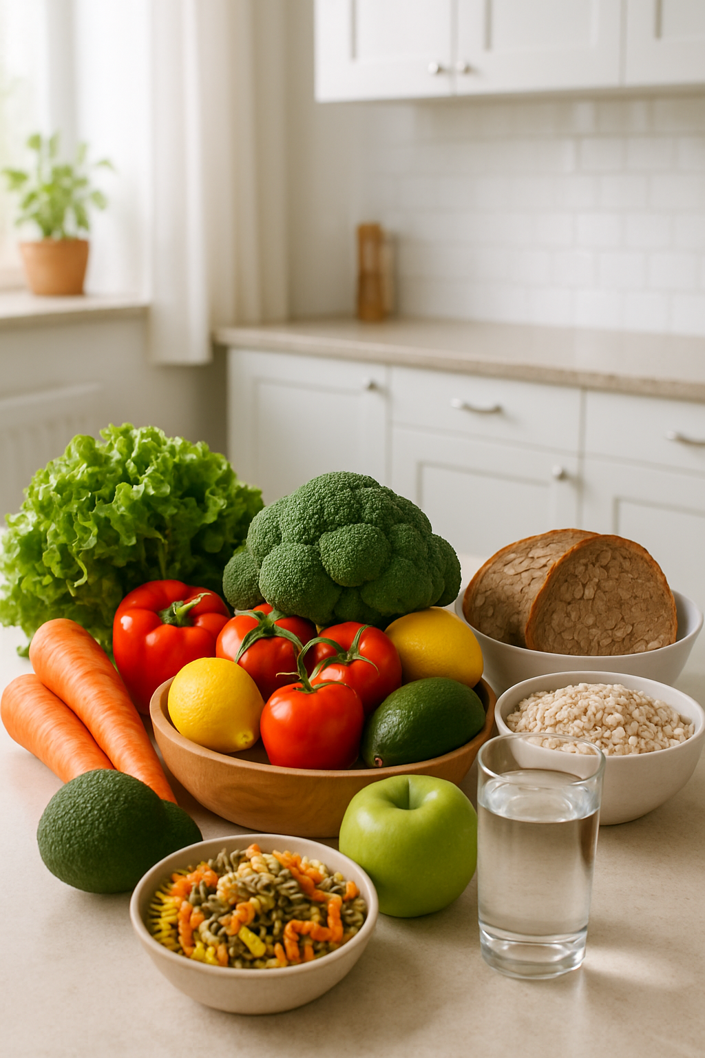 A vibrant and healthy meal on a plate, with a smartphone next to it displaying the SnapEat AI interface for calorie tracking.