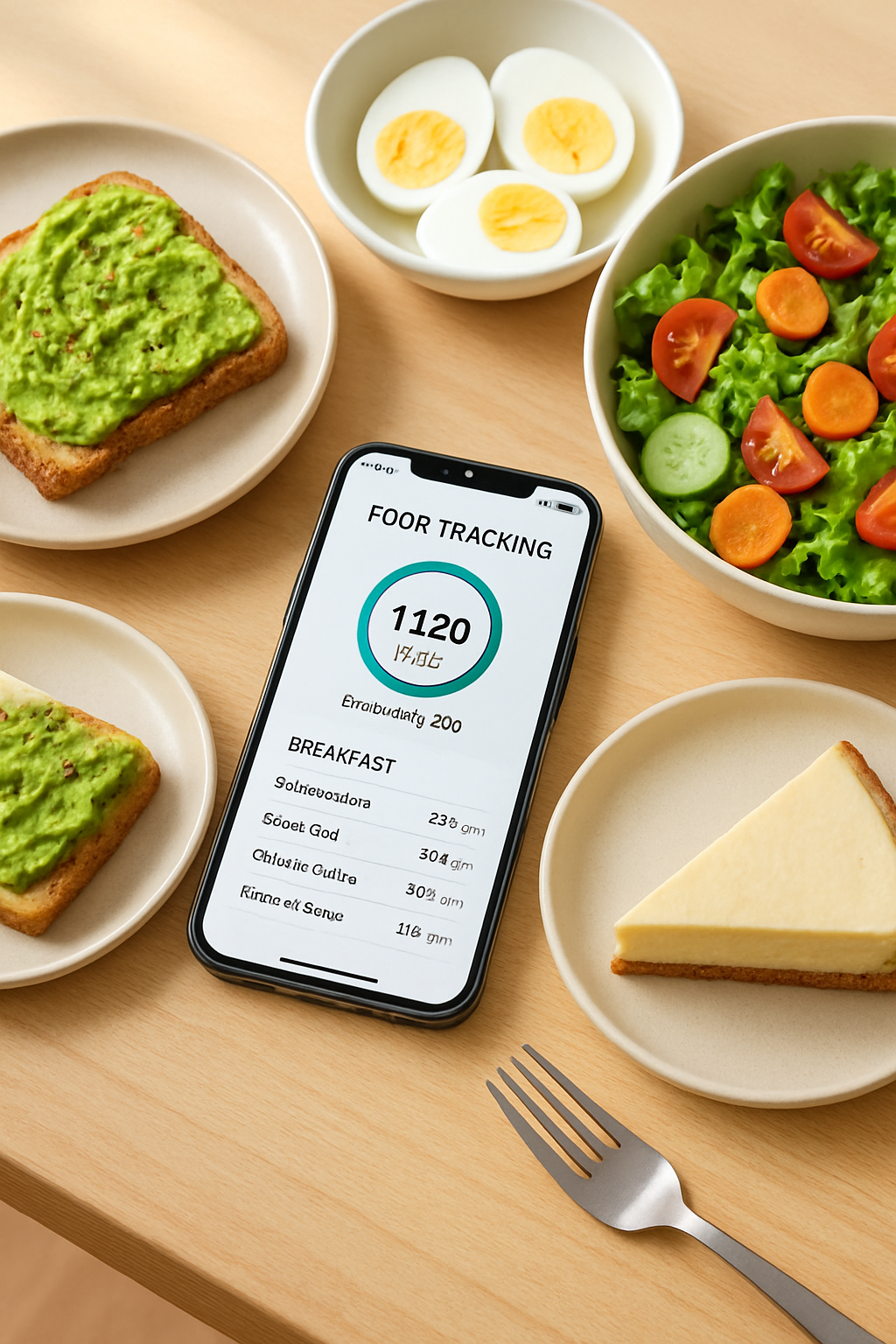 A person uses the SnapEat AI smart food tracker on their phone to analyze a healthy meal, demonstrating weekend wellness.