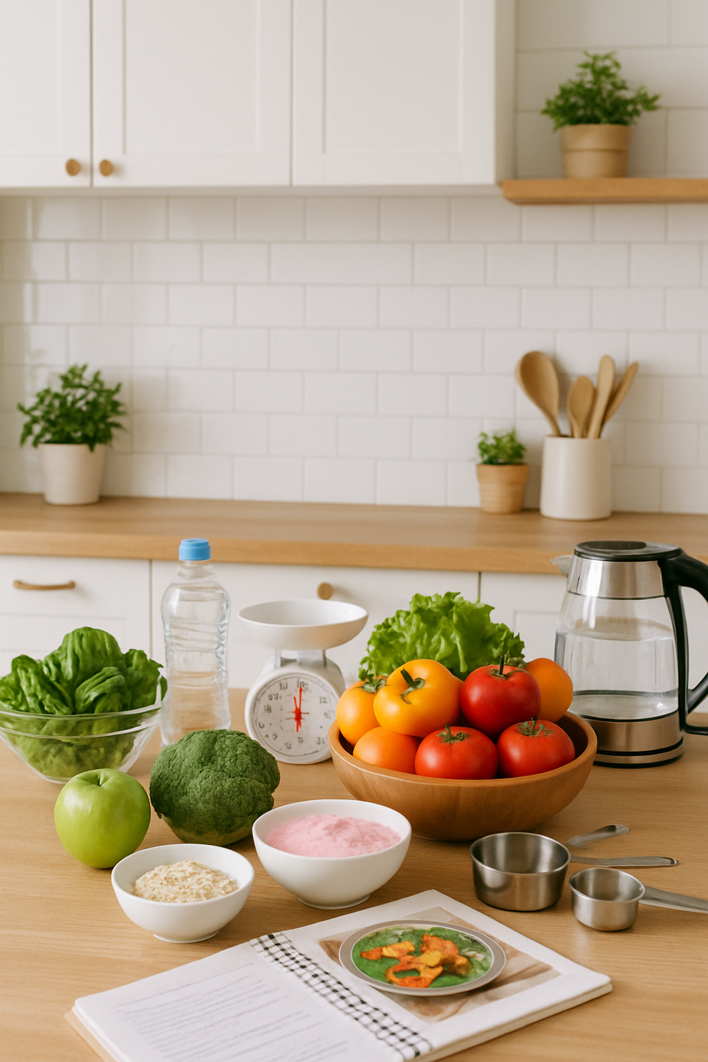 A healthy meal with fruits and vegetables, illustrating a key strategy for weight-loss success.