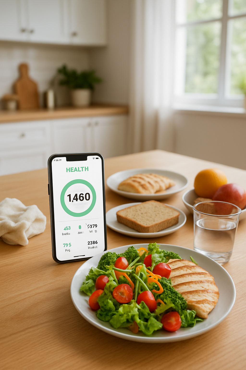 Actor Gil Gerard using the SnapEat AI food recognition app on his phone to track a healthy meal