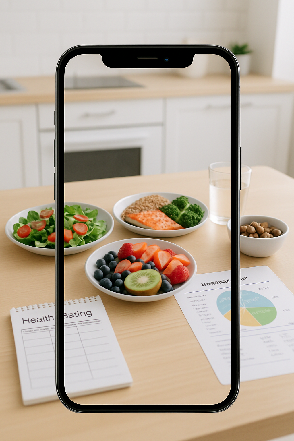 A person using the SnapEat AI app to track a healthy meal as part of the #kicaumania trend.