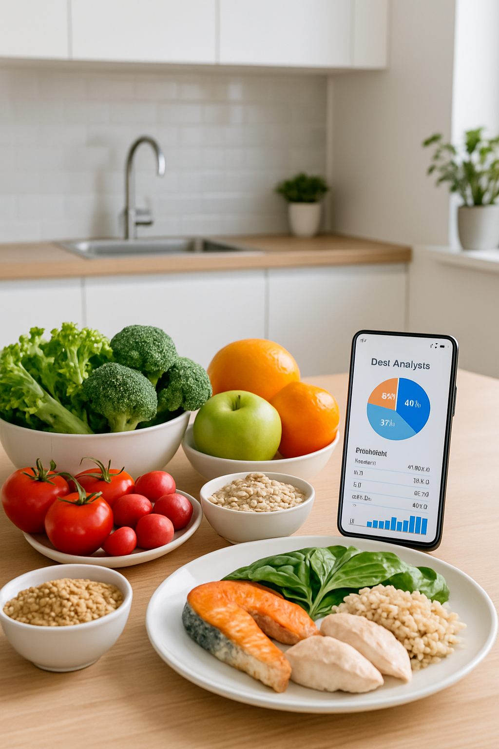 Smartphone screen showing the SnapEat AI app interface after analyzing a photo of a salmon salad, displaying macronutrient data.