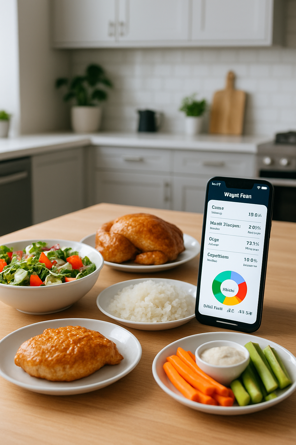 A smartphone showing the SnapEat AI meal tracking app after taking a picture of a healthy meal for the Wendy Ortiz Challenge.