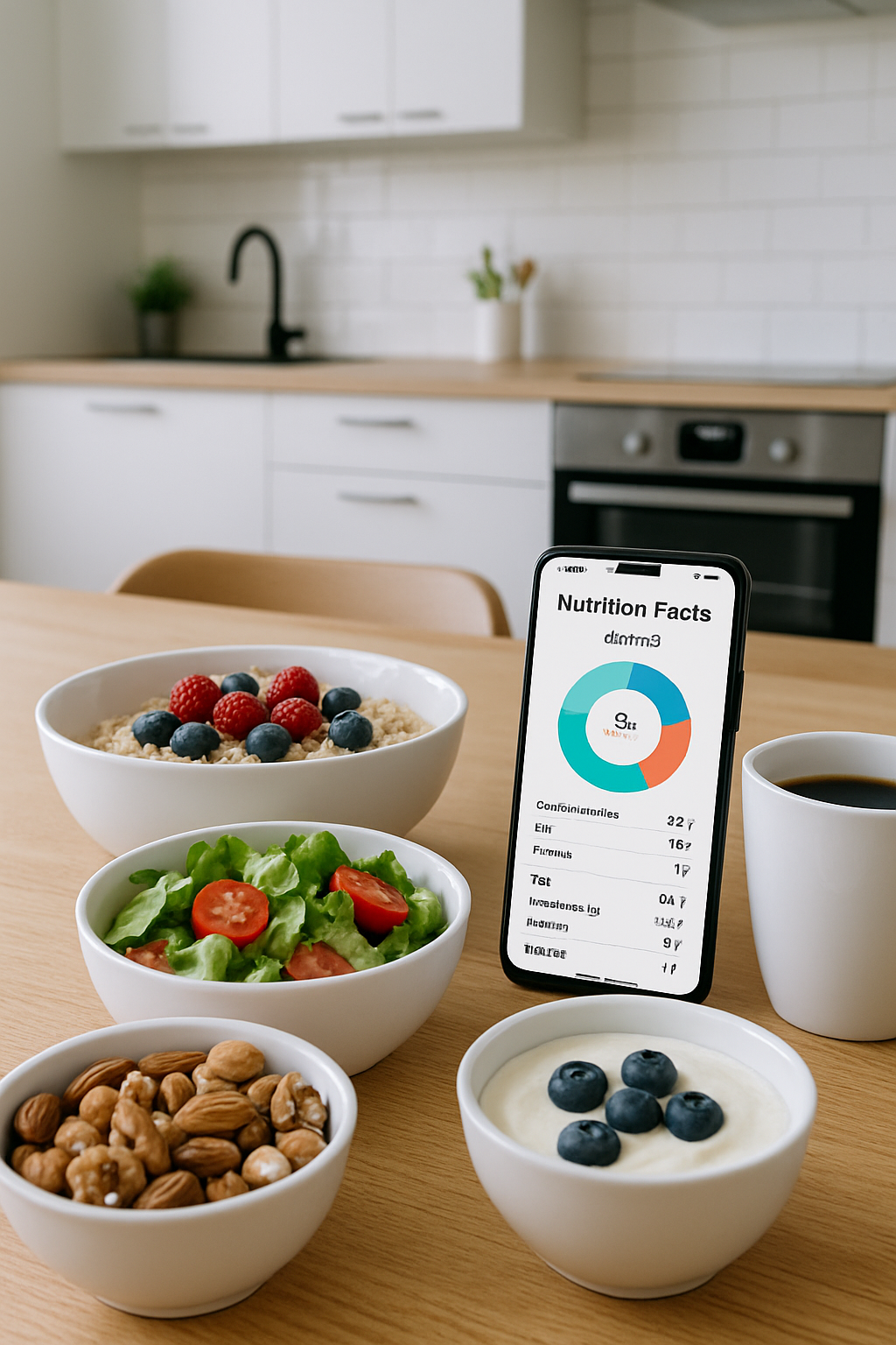 Smartphone showing the SnapEat AI food tracker app analyzing a photo of a healthy meal of salmon and vegetables.