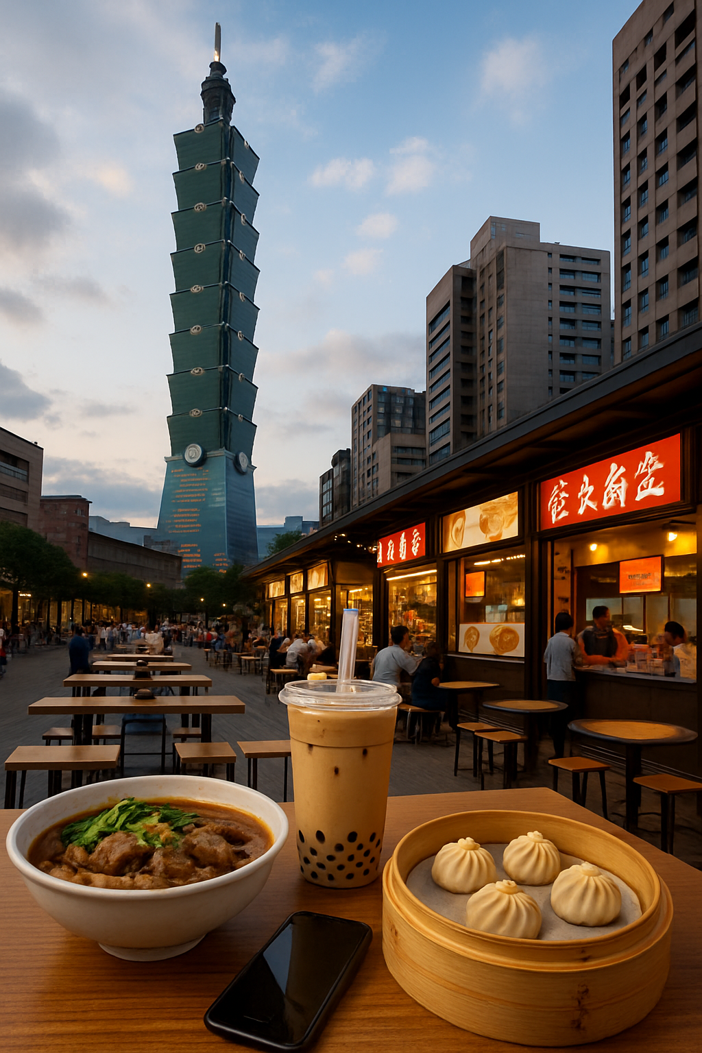 A person using the SnapEat AI calorie tracker app on their phone to scan a bowl of Taiwanese beef noodle soup.