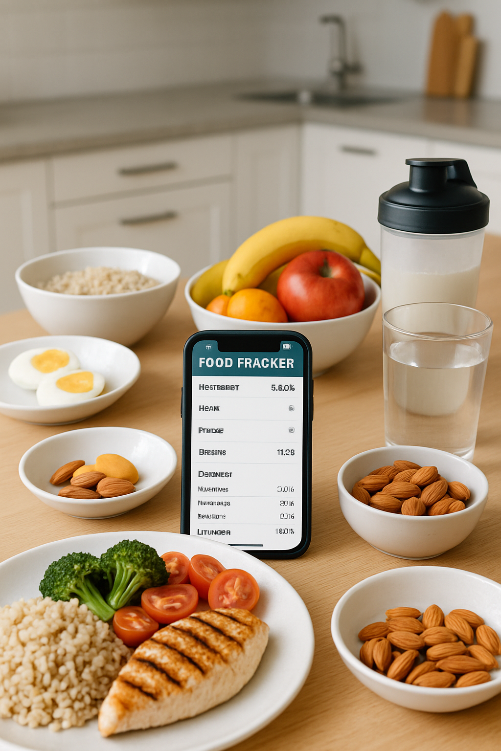 A smartphone displaying the SnapEat AI food tracker app analyzing a healthy meal of salmon and vegetables.