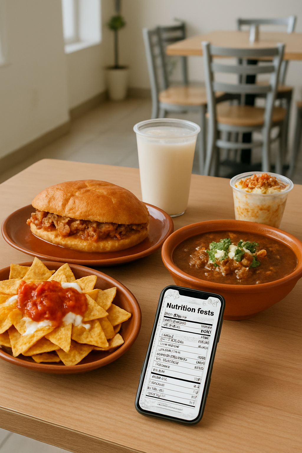 A person using the SnapEat AI food recognition app to analyze a plate of healthy Mexican food in Guadalajara.