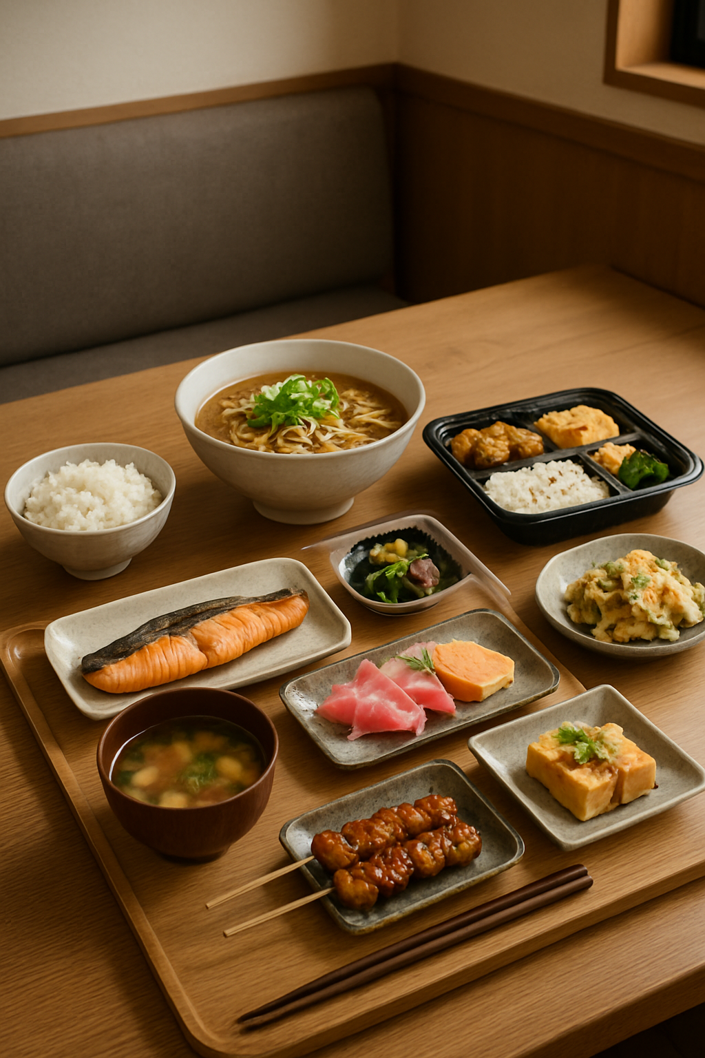 A smartphone using the SnapEat AI Japanese food calorie counter app to analyze a bowl of ramen for its nutritional information.