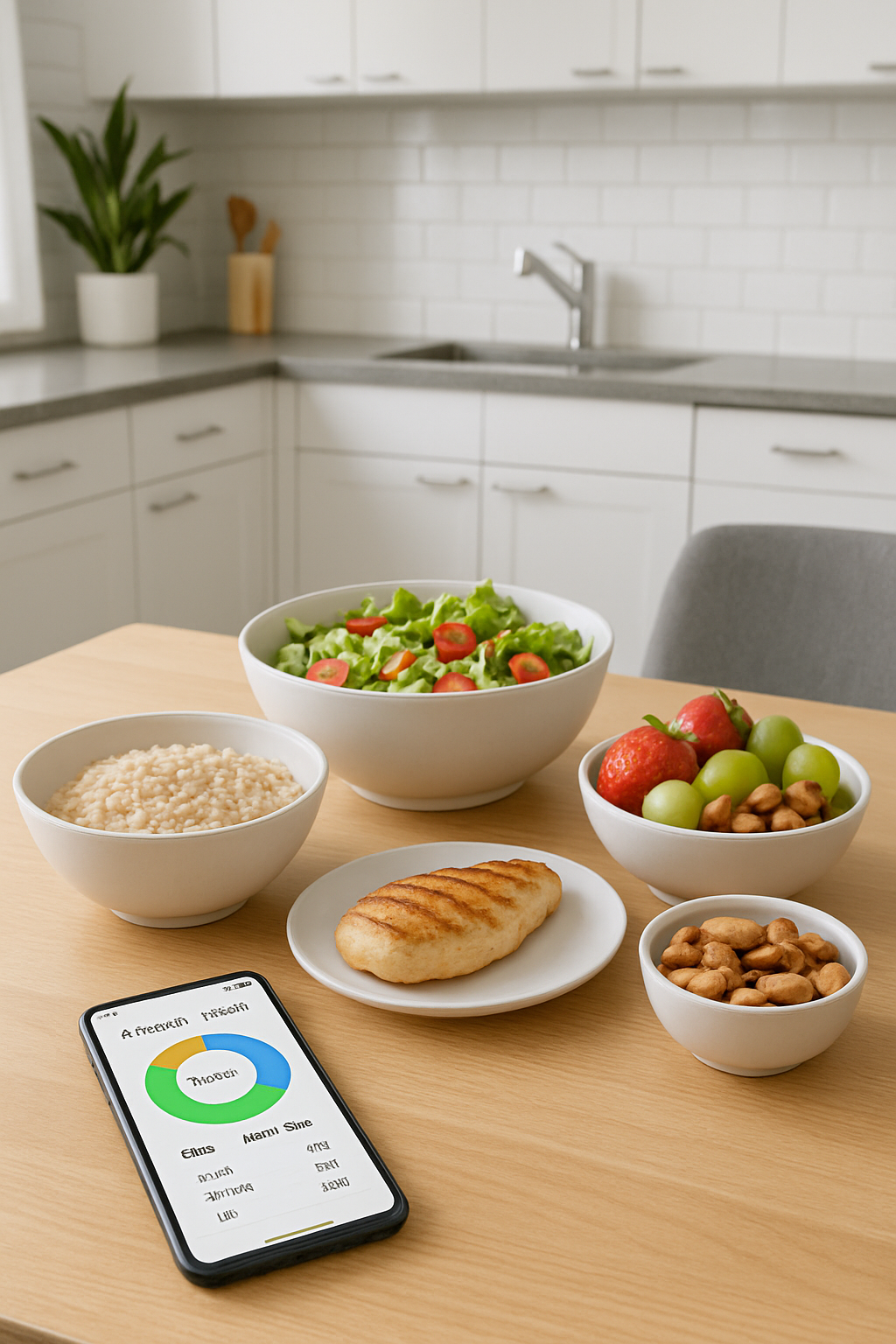 Athlete using the SnapEat AI sports nutrition app on a phone to track a healthy meal of salmon and vegetables.