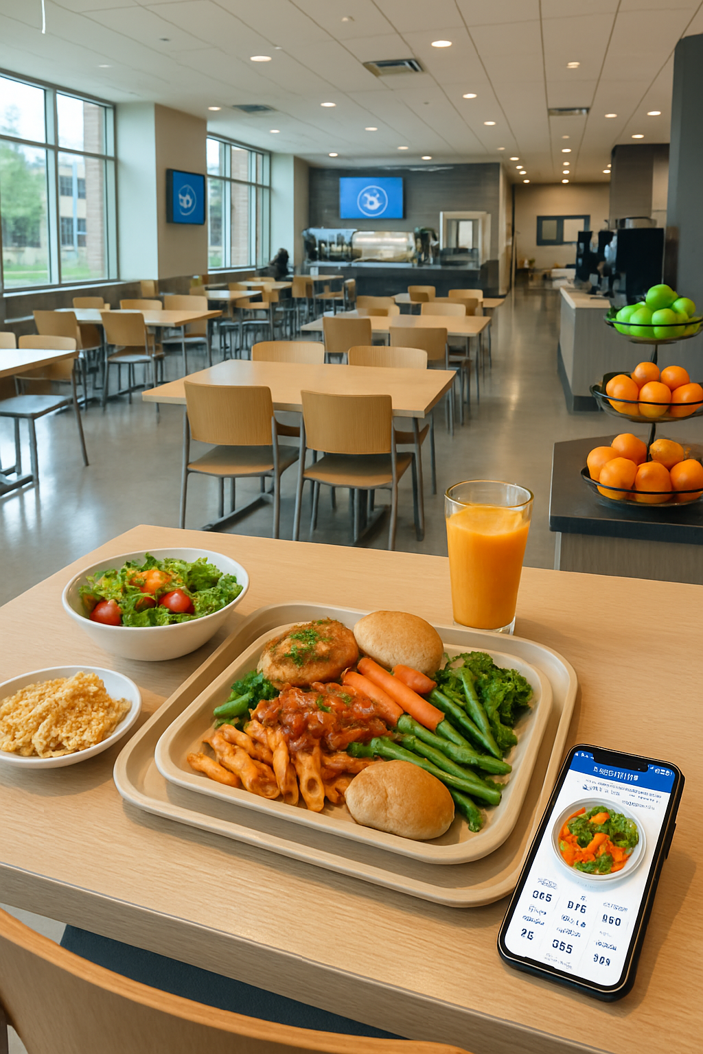 A High Point University student uses the SnapEat AI nutrition app to track a meal from the campus dining hall, promoting student wellness.
