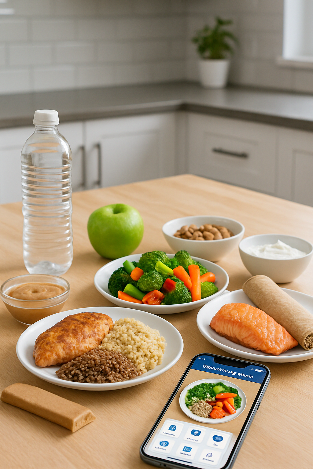 Gamer using SnapEat AI food tracker app on a smartphone to log a healthy meal for the FC24 Challenge.