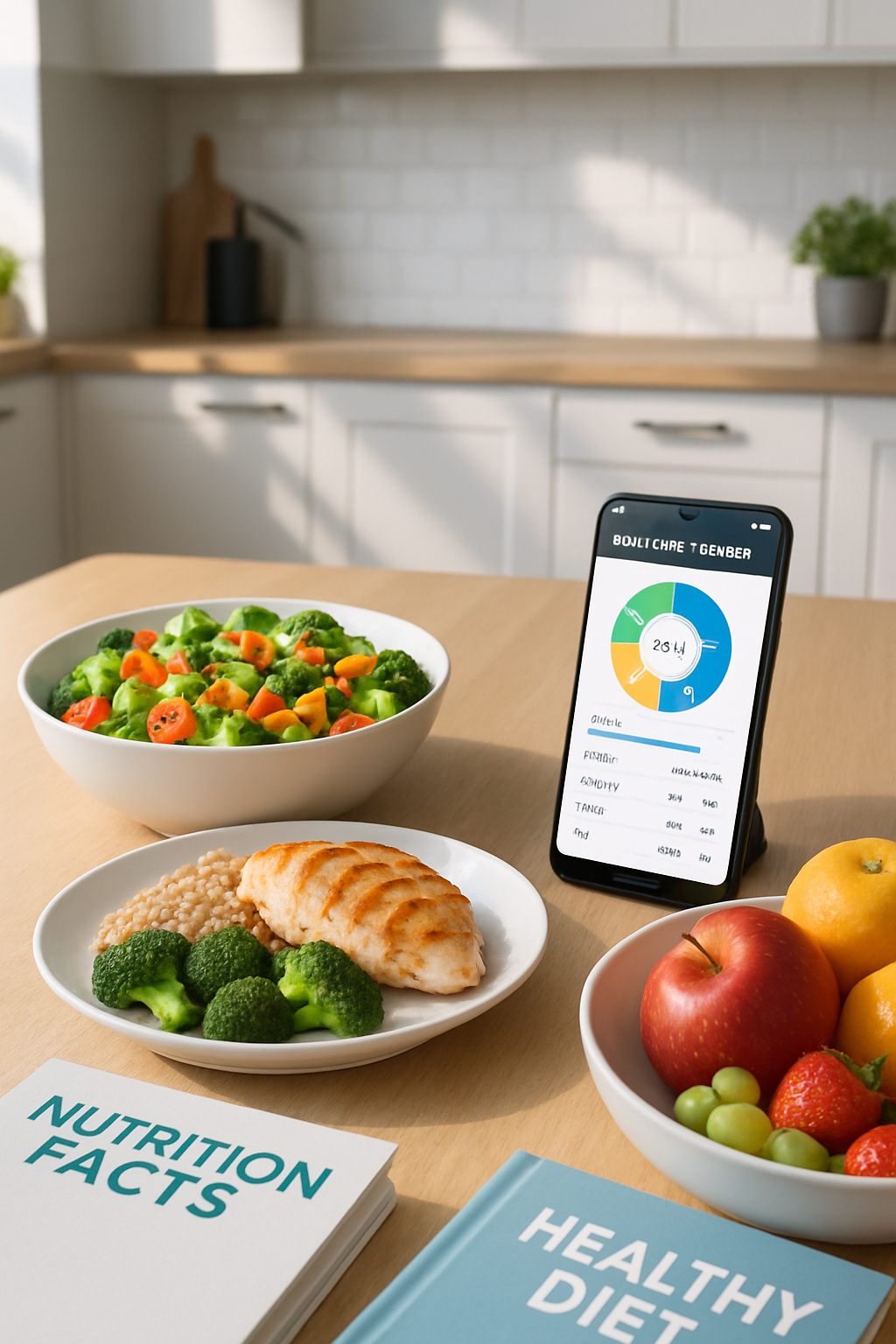 A smartphone showing the SnapEat AI food tracker app analyzing a photo of a healthy salad to provide nutritional data.