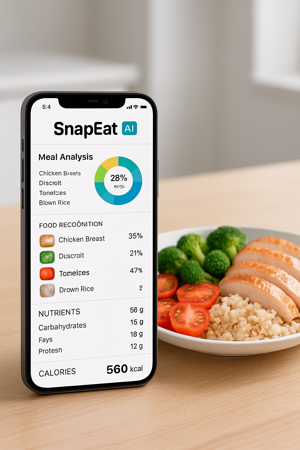Former quarterback Rex Culpepper reviewing his meal analysis on the SnapEat AI nutrition tracker app.