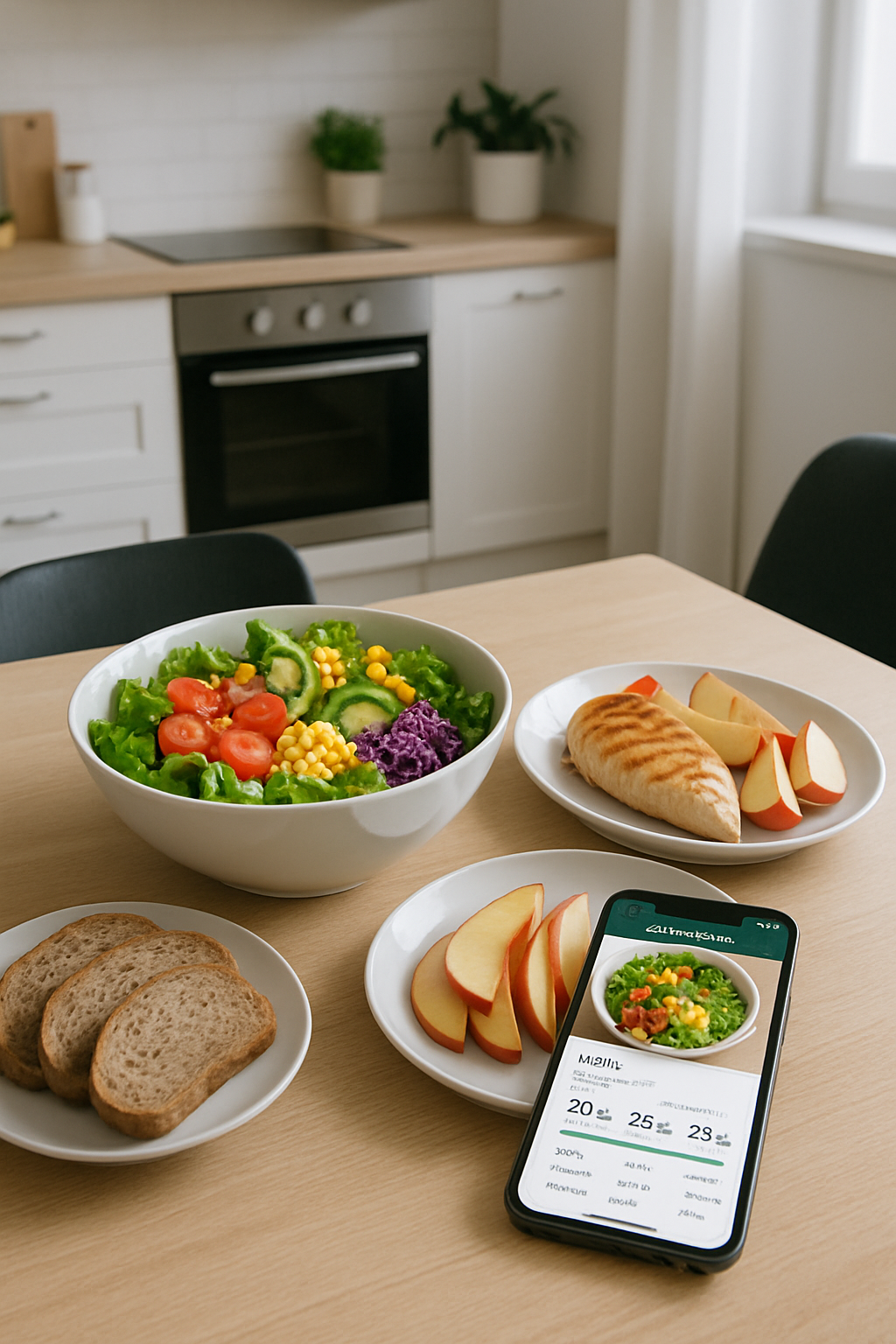 A smartphone showing the SnapEat AI nutrition tracker app after analyzing a photo of a healthy meal of salmon and vegetables.