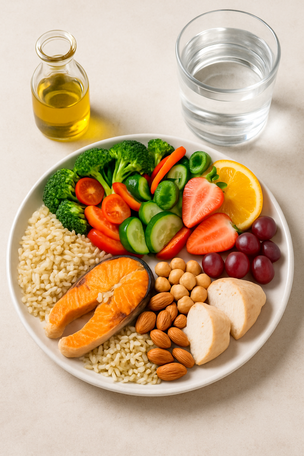 A vibrant and healthy meal being analyzed by the SnapEat AI application on a smartphone.