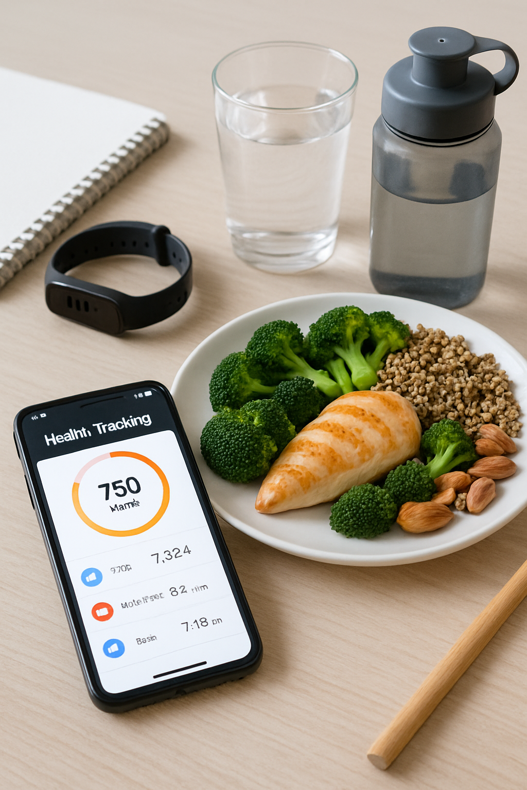 Smartphone screen showing SnapEat AI's food recognition technology analyzing a healthy meal of salmon and vegetables for smart health tracking.