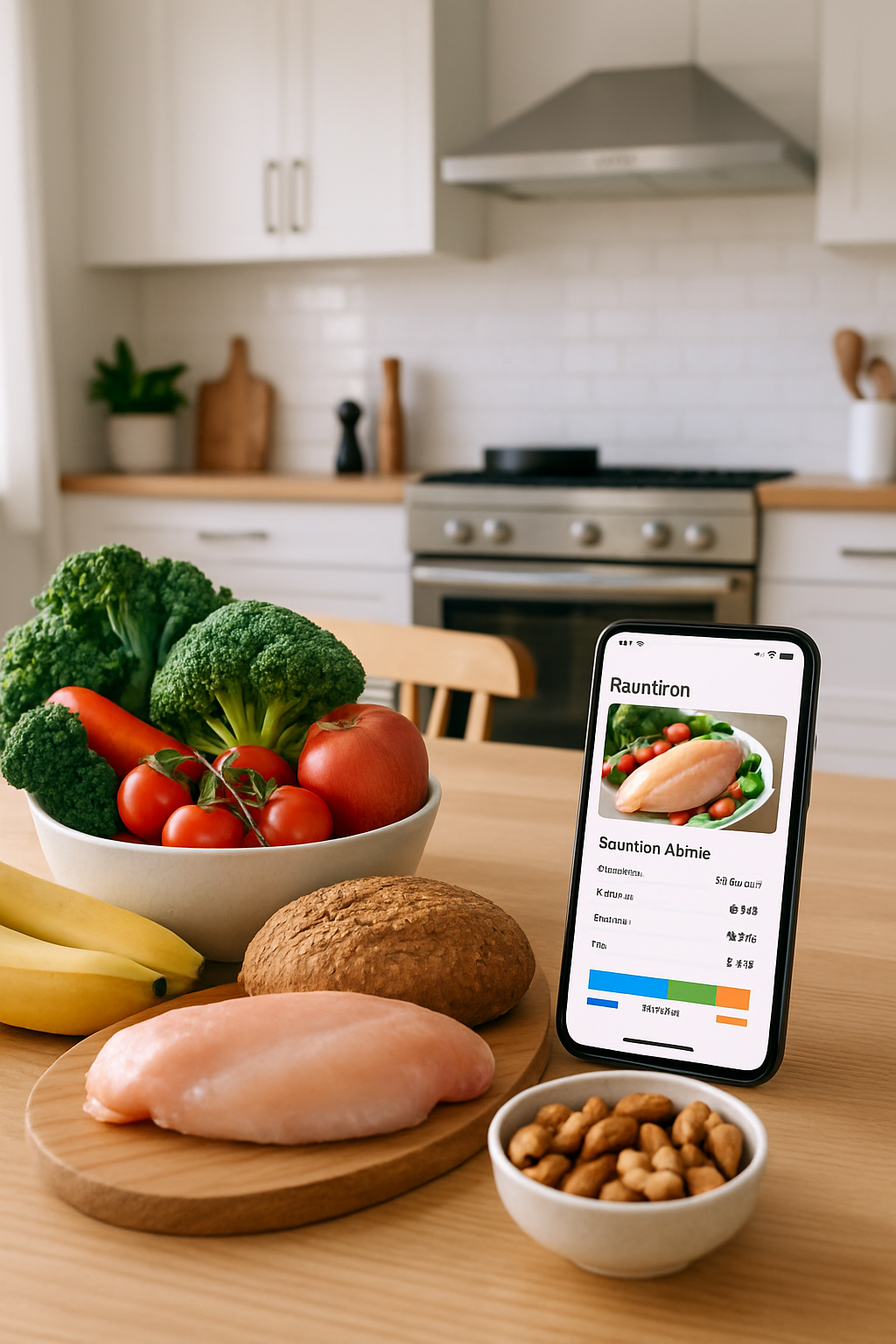 Two friends laughing while using the SnapEat AI nutrition tracker app on a phone to achieve their health goals together.
