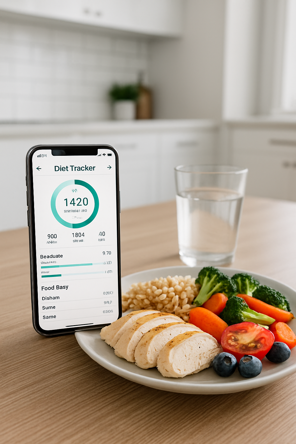 A healthy meal of salmon, avocado, and vegetables on a plate, symbolizing the type of food tracked with the SnapEat AI nutrition tracker app.
