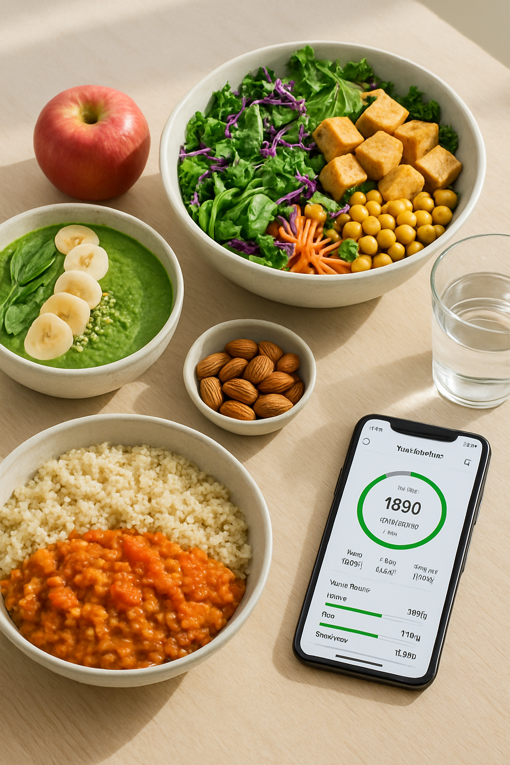 A vibrant plate of plant-based food including a lentil curry and quinoa, representing the healthy Ariana Grande diet plan.