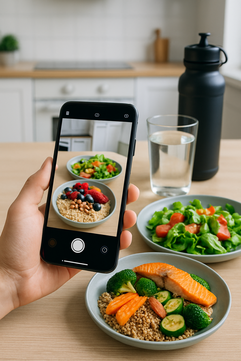 A healthy athlete's meal of salmon and quinoa, demonstrating how the SnapEat AI nutrition tracker analyzes food from a photo.