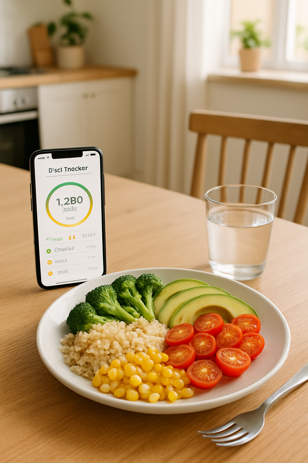 User focusing on healthy eating with SnapEat AI app, representing #livewithlessfollowers