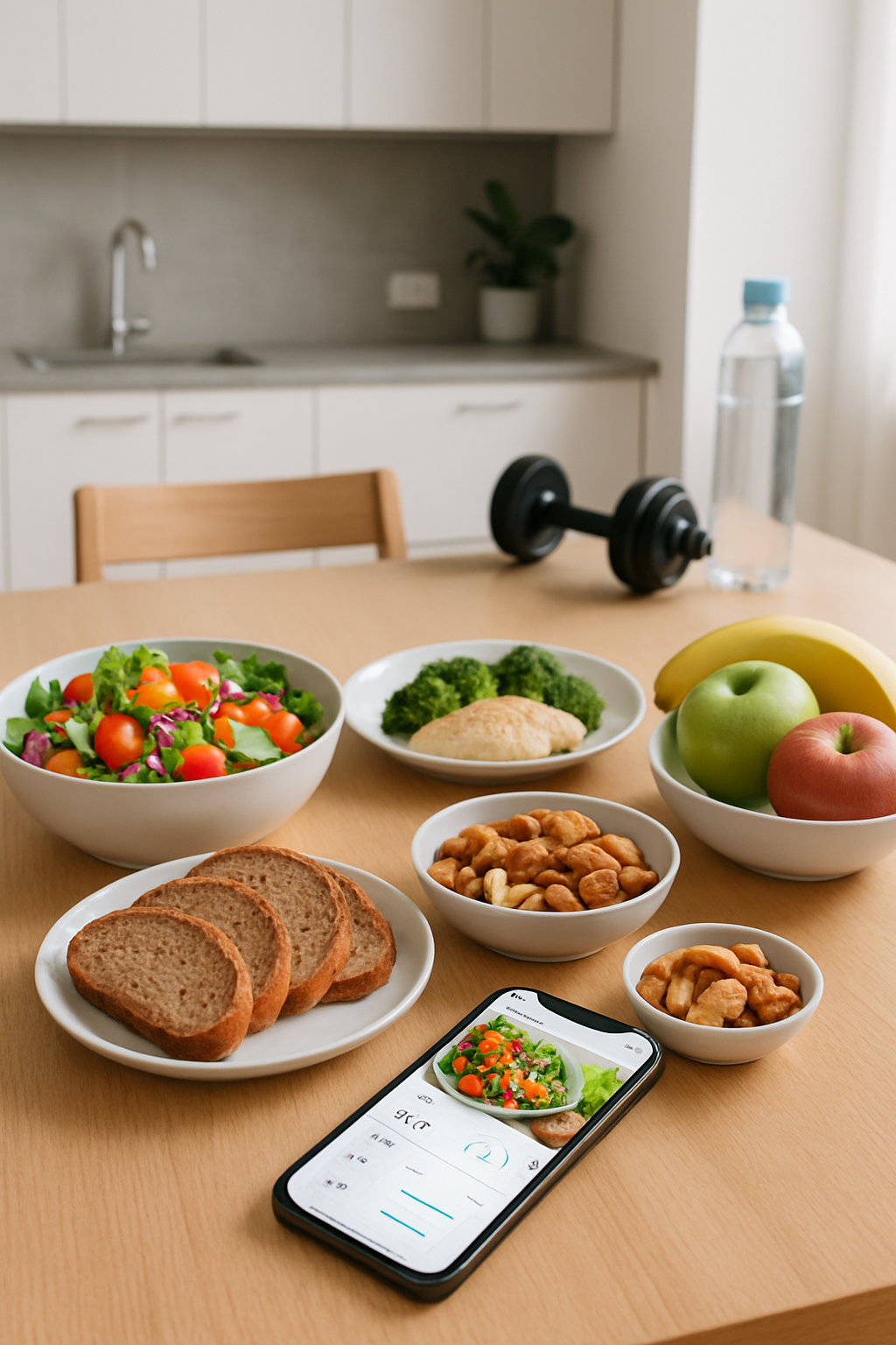 A smartphone running the SnapEat AI app, which is analyzing a plate of food, symbolizing an easy start to a health and fitness comeback.