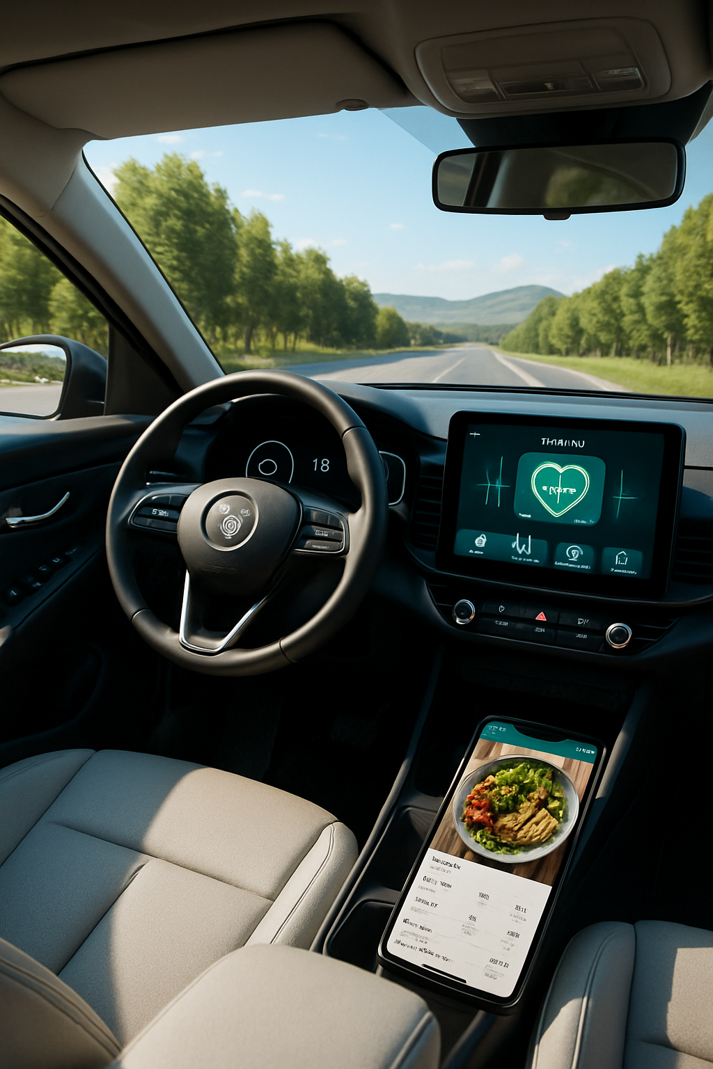 Smartphone showing the SnapEat AI smart food coach app analyzing a healthy meal with nutritional data.