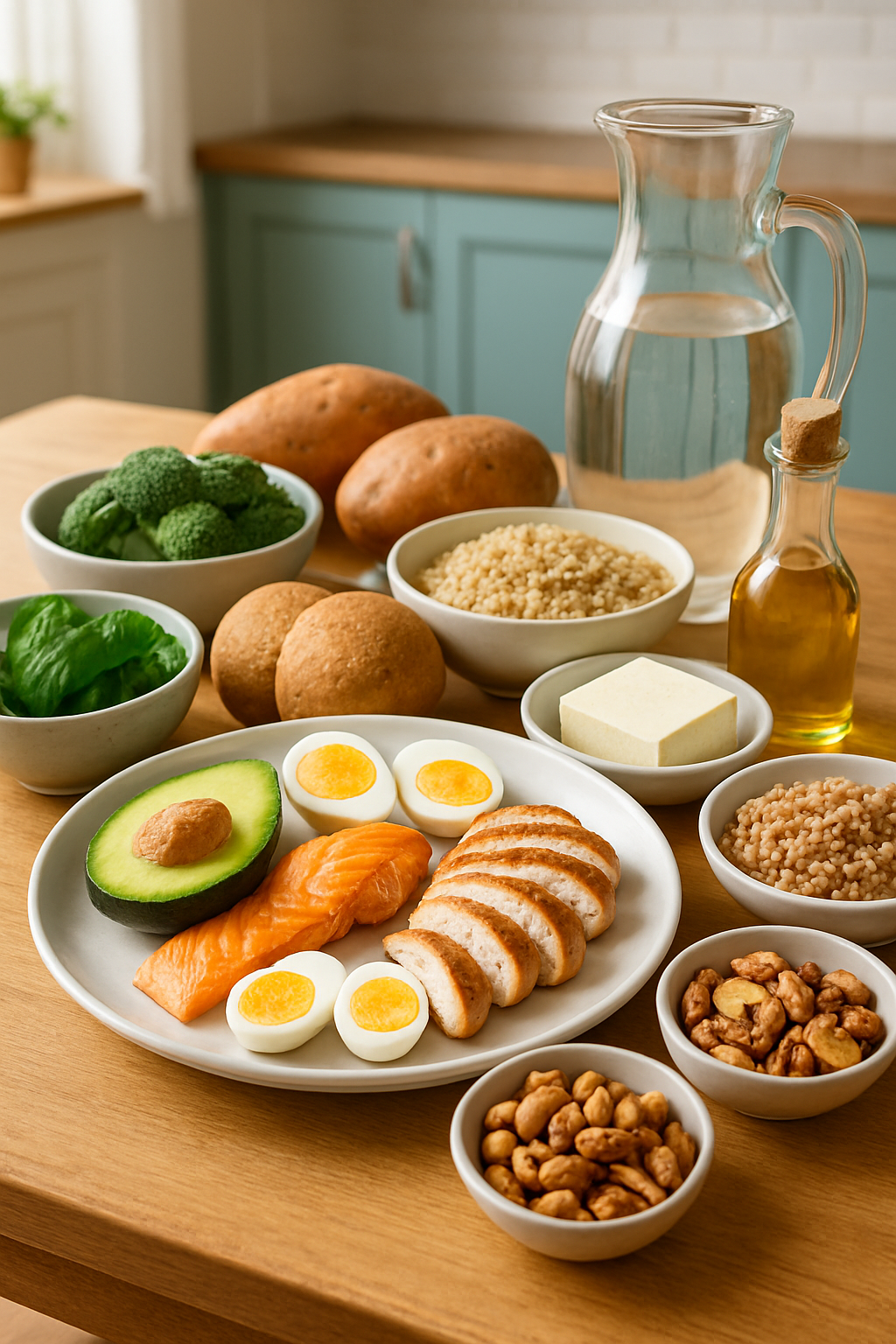 A balanced pre-game meal with chicken, quinoa, and vegetables, representing optimal nutrition for athletic performance.
