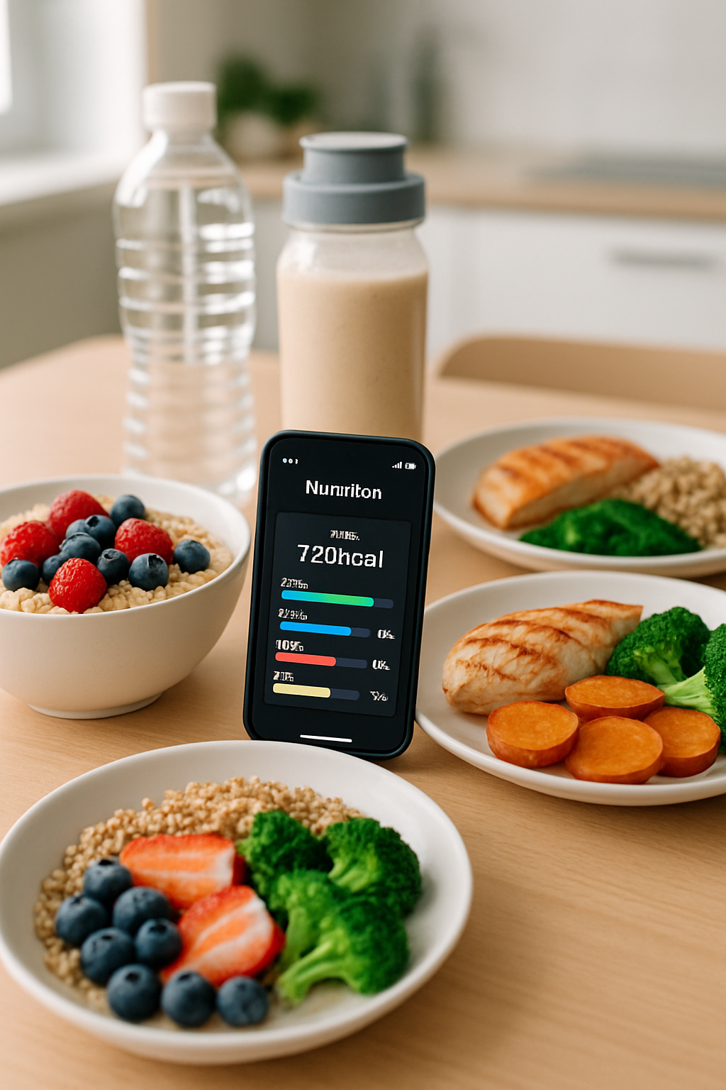 A smartphone using the SnapEat AI app to analyze a healthy meal, demonstrating smart nutrition tracking for athletes inspired by the World Cup 2026.