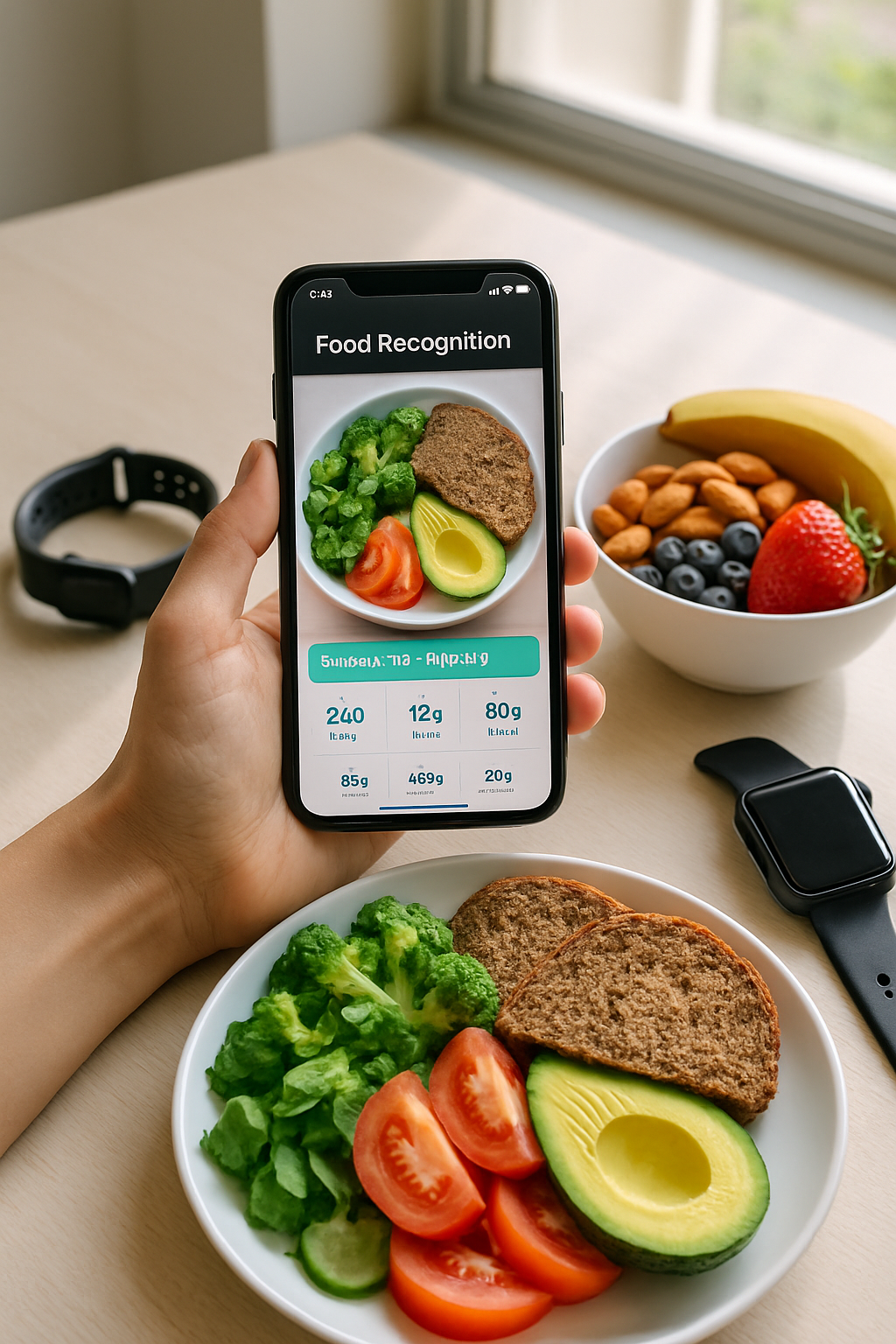 A smartphone screen showing the SnapEat AI food recognition app analyzing a bowl of salad for the #seedance2 movement.