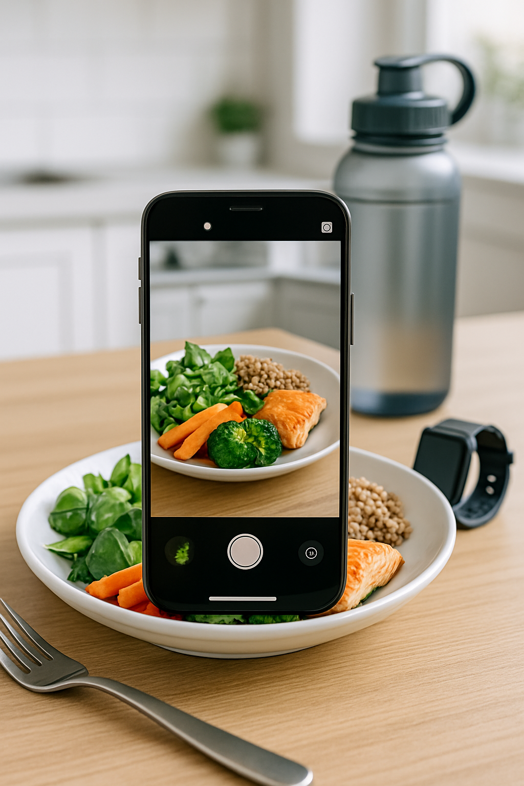 NBA star Ivica Zubac using the SnapEat AI nutrition coach app to track his food with photo recognition.