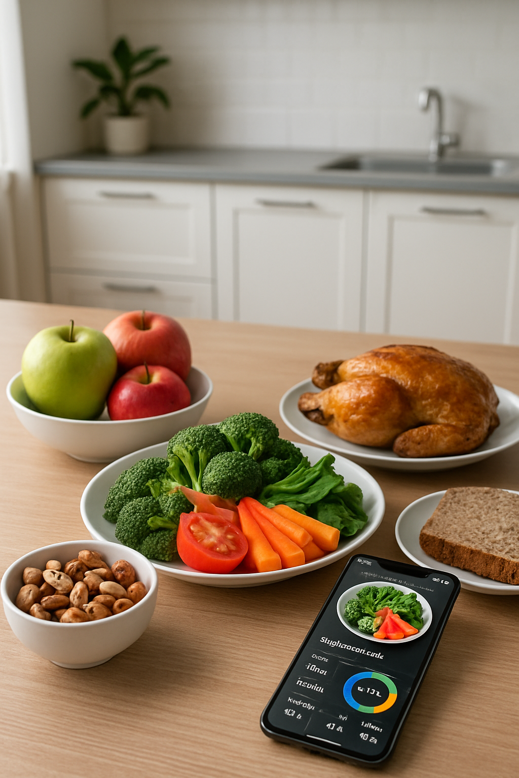Smartphone screen showing the SnapEat AI food coach app analyzing a healthy meal from a photo.