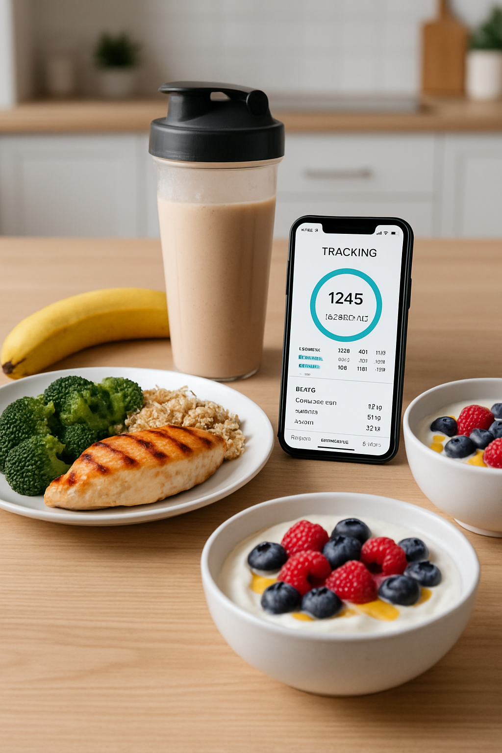 A champion's meal of grilled chicken and quinoa being analyzed by the SnapEat AI nutrition tracker app.