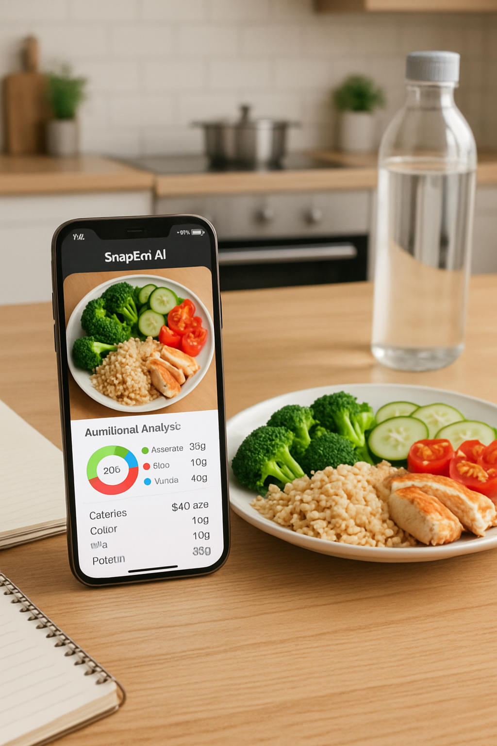 Athlete using the SnapEat AI nutrition tracker app on their smartphone to log a meal.