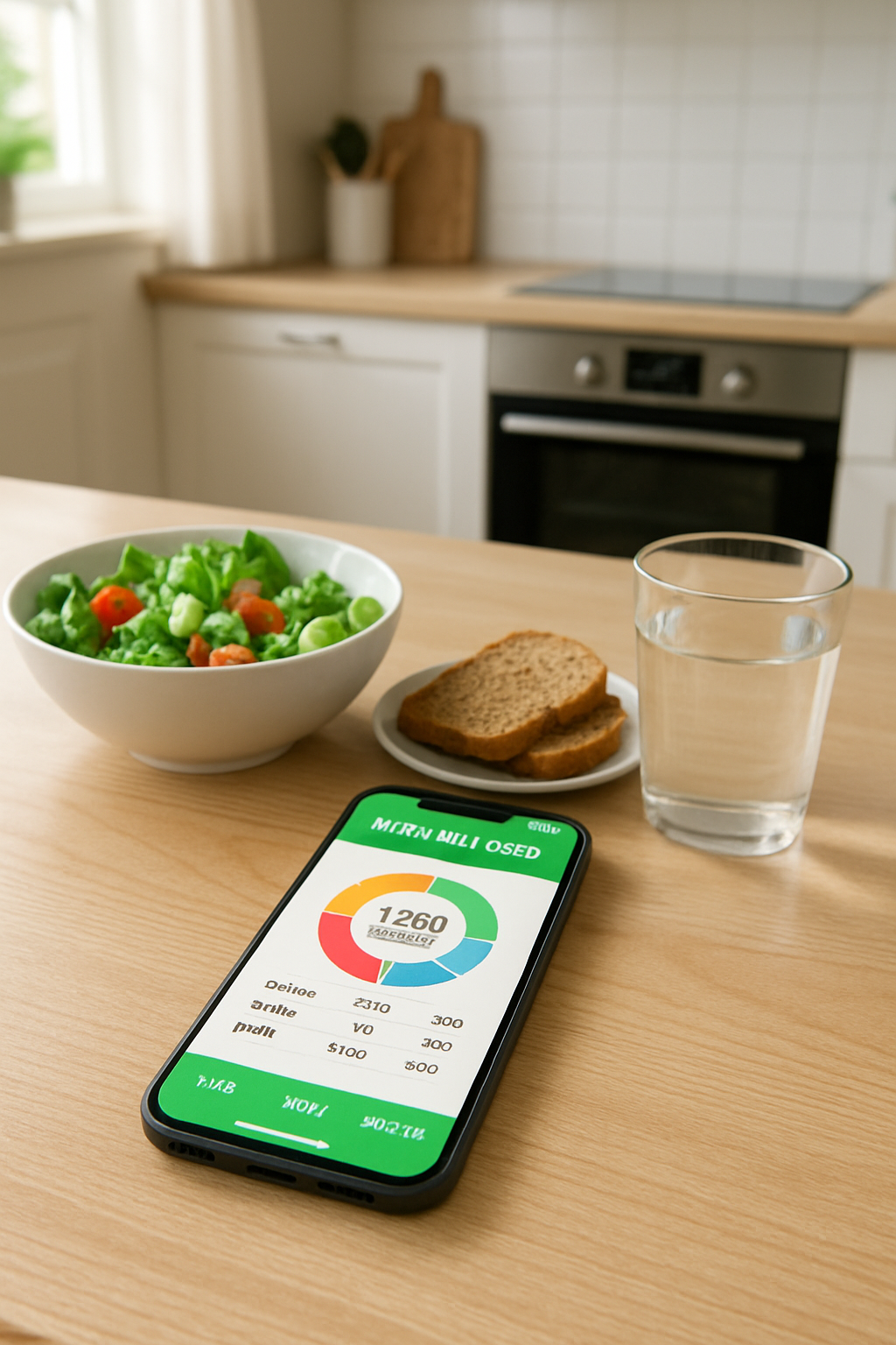 A mom easily tracking her meal with the SnapEat AI nutrition tracker app on her phone.