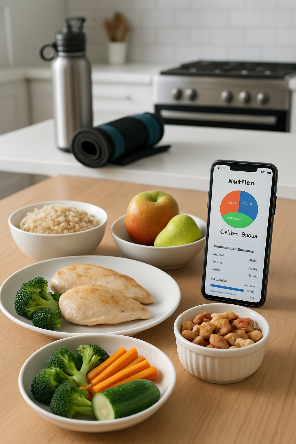 A smartphone screen showing the SnapEat AI app interface after logging a meal with a photo, displaying the smart calorie counter and macro breakdown.