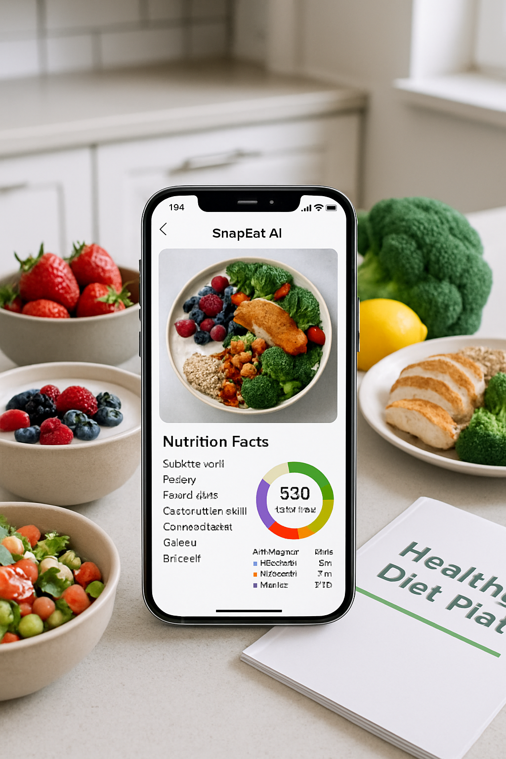 A person using the SnapEat AI food recognition app to track their meal and achieve health goals.