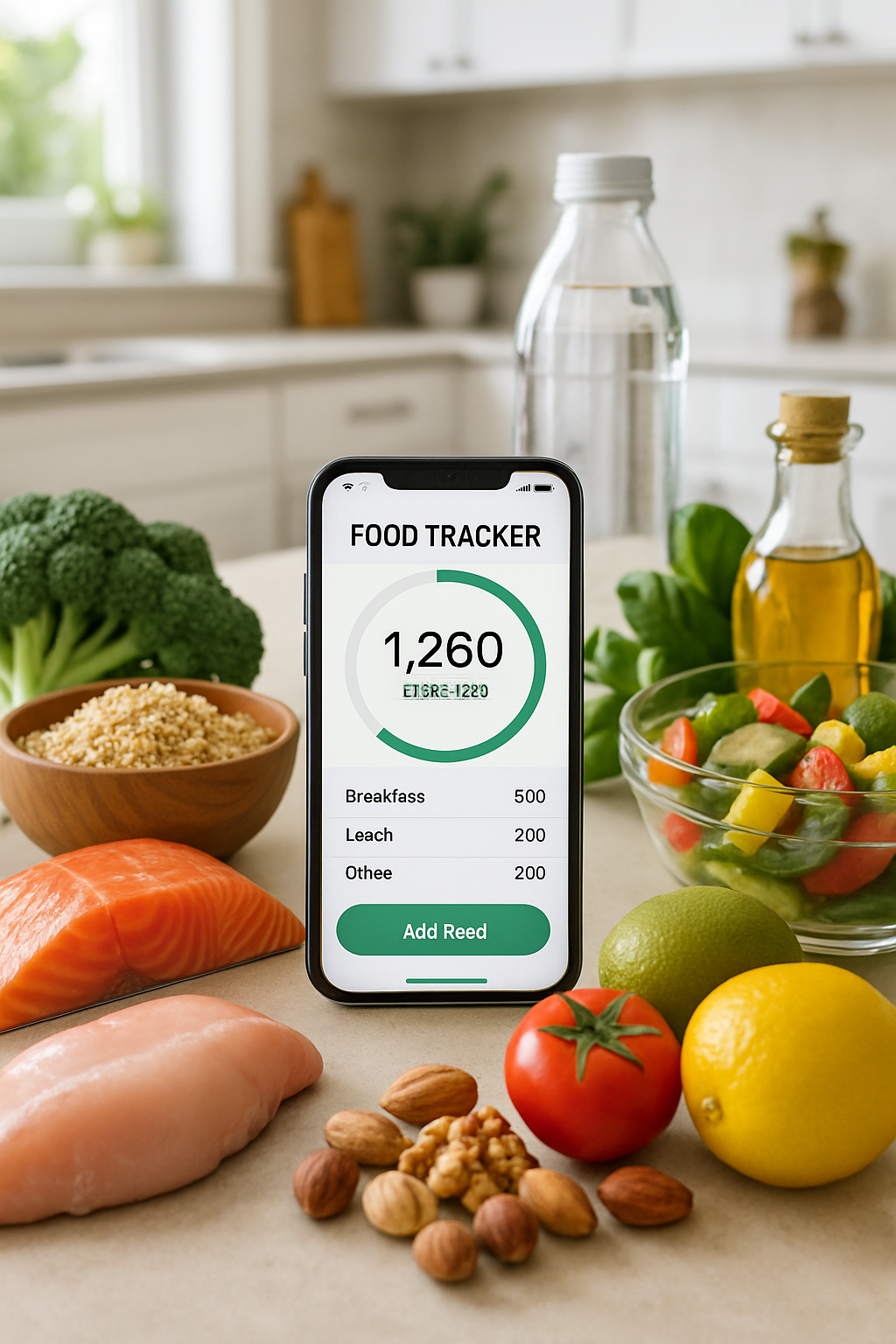 A smartphone displaying the SnapEat AI food tracker app after scanning a healthy meal, symbolizing an easy path to a 'glow up'.
