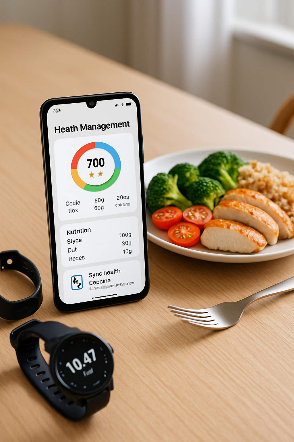 Phone screen displaying NutriWise app recognizing and logging a salad meal from a photo.