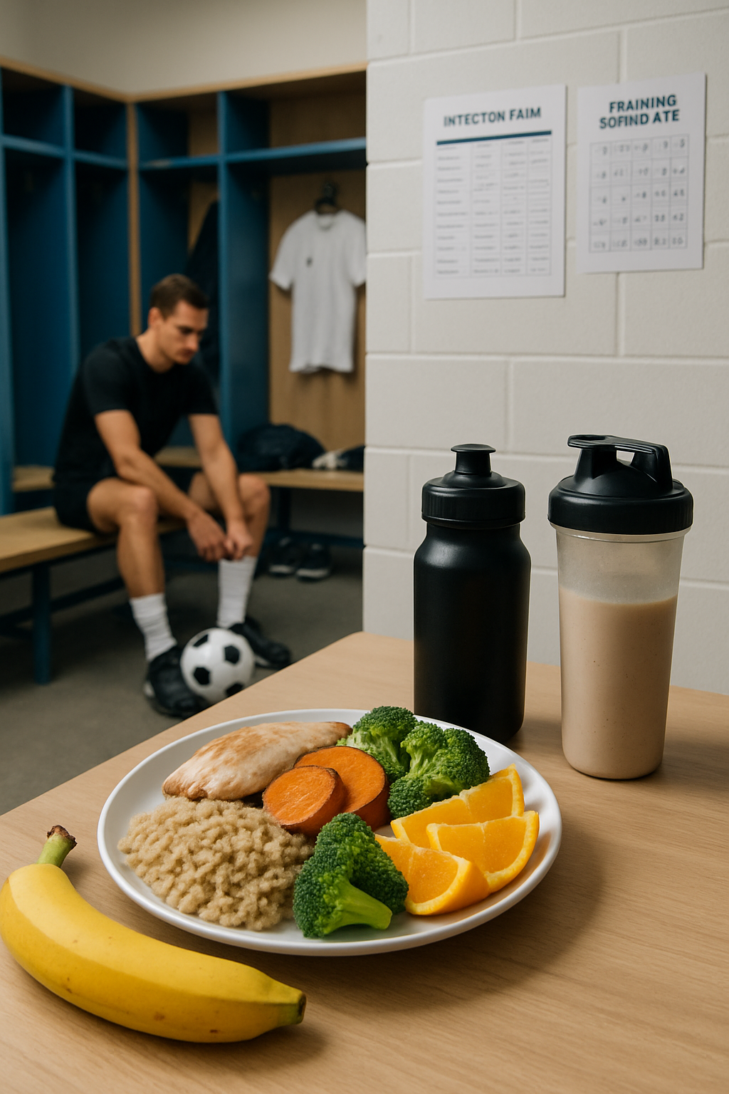 Soccer player celebrating a goal, illustrating the energy gained from a proper soccer nutrition plan.
