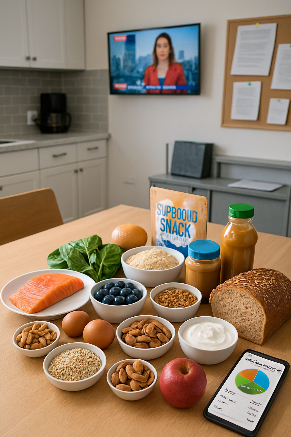 Smartphone showing the SnapEat AI nutrition app analyzing a healthy meal, illustrating how to combat election stress eating in Wisconsin.