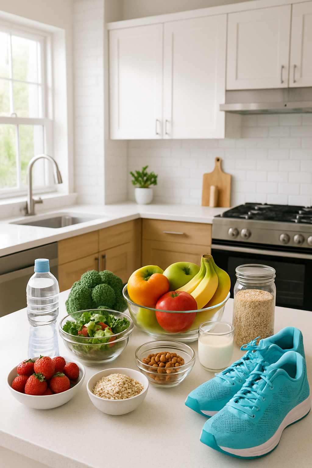 A vibrant and healthy meal on a table with a smartphone running the SnapEat AI app, symbolizing modern weight loss strategies.