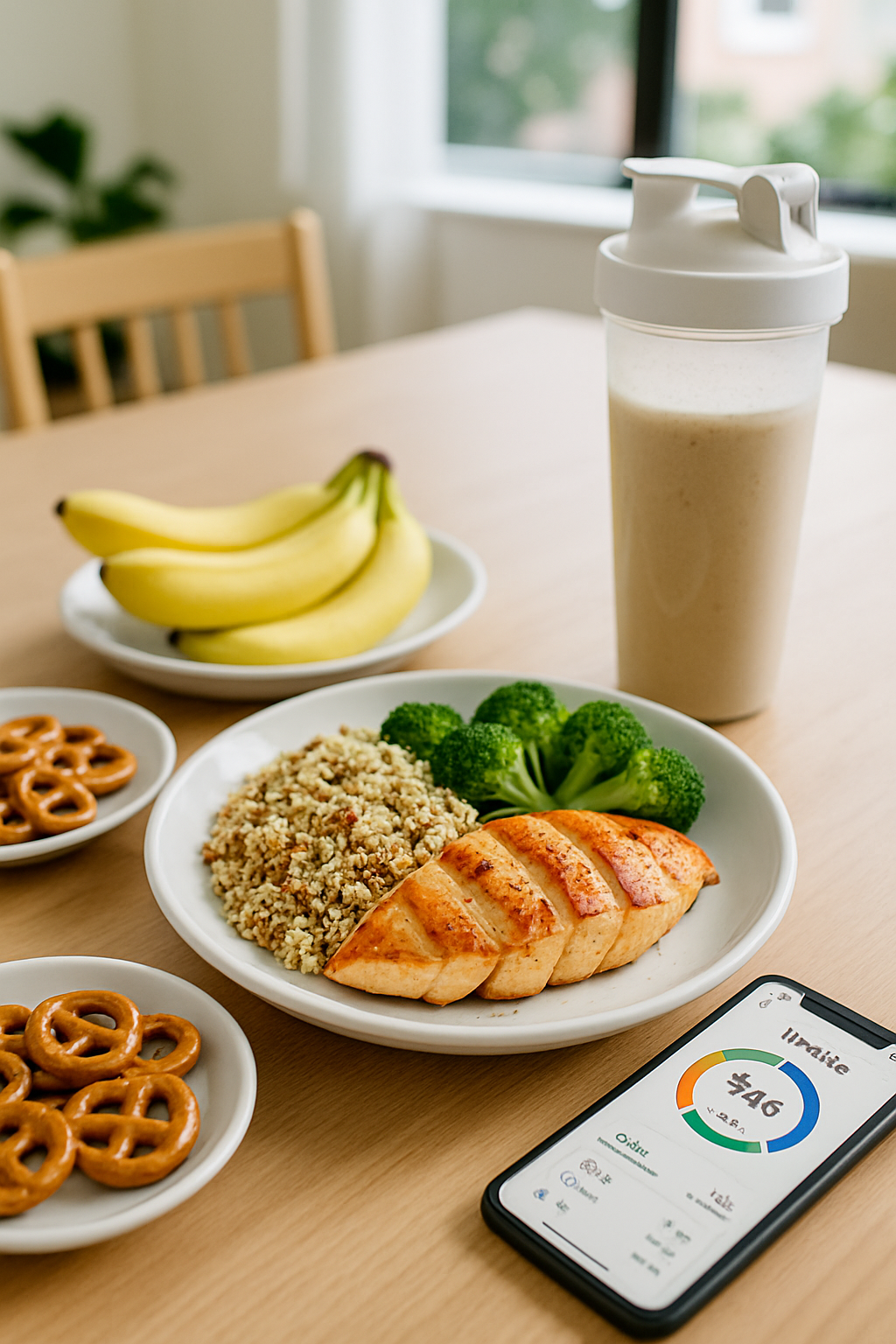 A college athlete snaps a photo of their nutritious meal with the SnapEat AI nutrition tracker app.