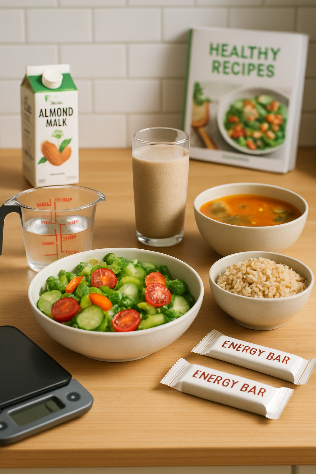 A person using the SnapEat AI app on their smartphone to track a healthy meal.