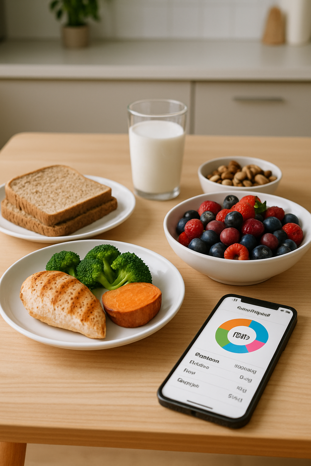 Basketball player analyzing a healthy meal, symbolizing the use of a basketball nutrition plan for peak performance.