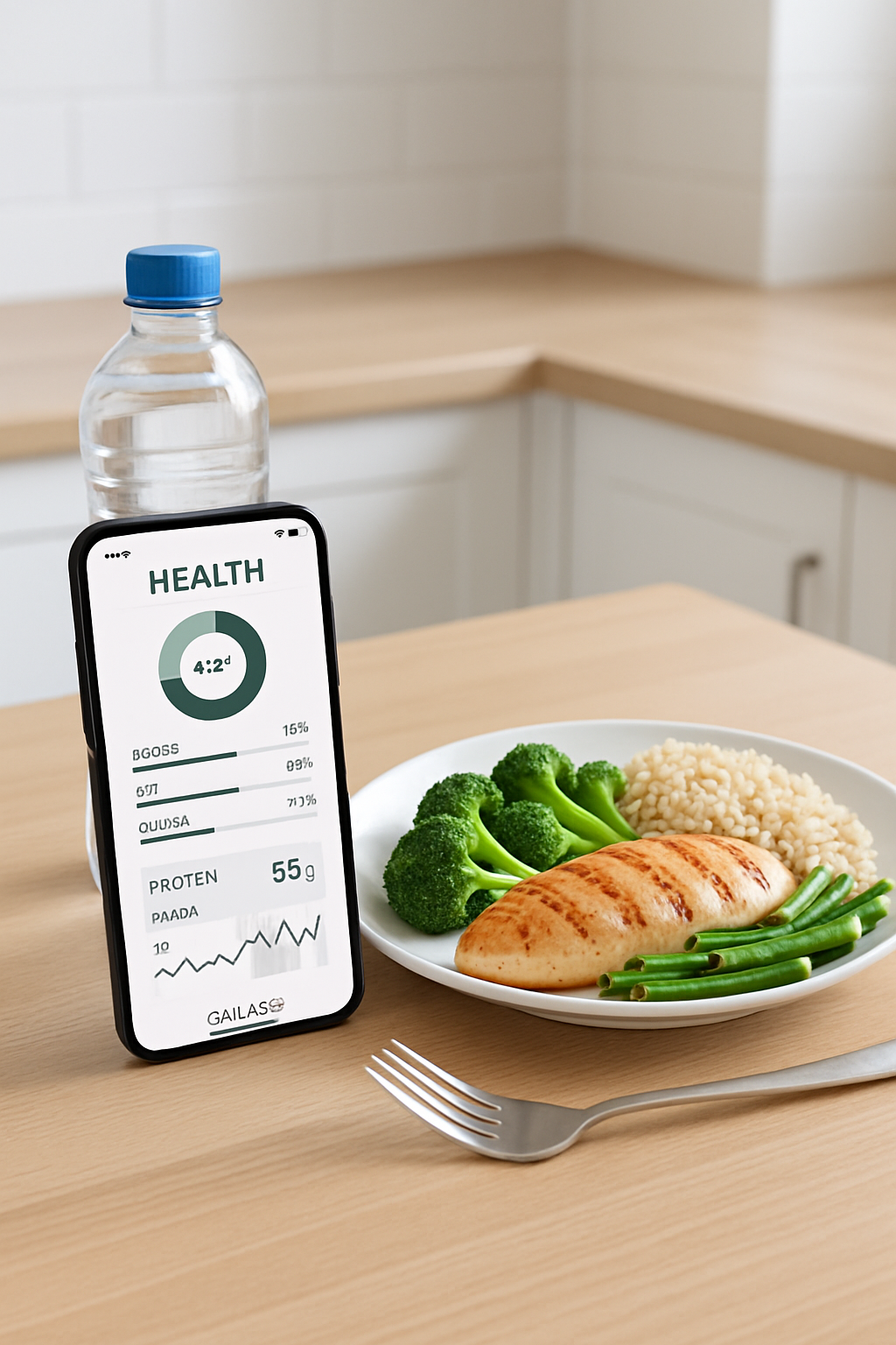 A man using the SnapEat AI nutrition app to analyze a healthy meal, illustrating a smart approach to men's wellness.