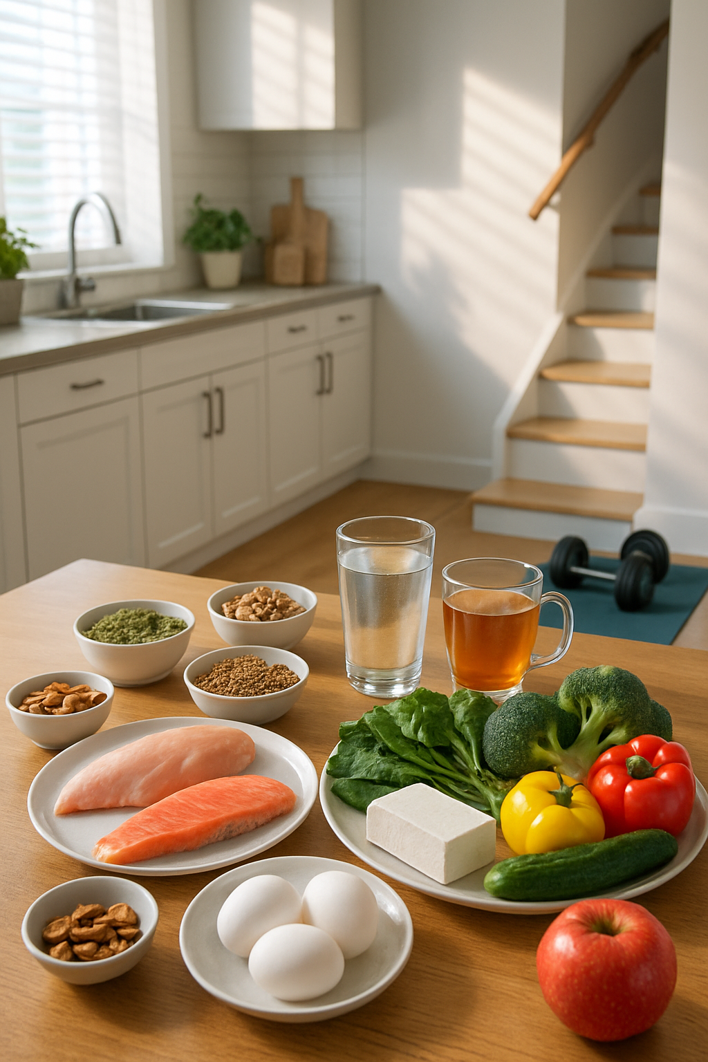 A healthy meal for fast weight loss, featuring baked salmon, roasted broccoli, and quinoa on a plate.
