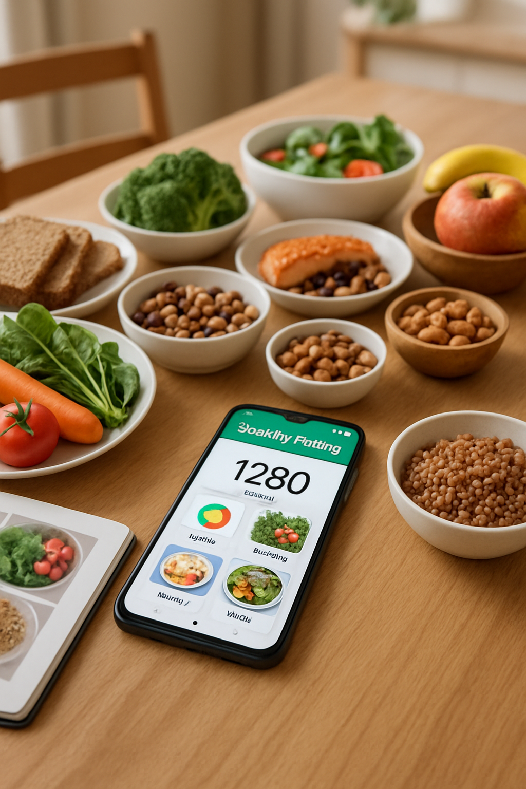 Family using the SnapEat AI family health app on a smartphone to track their meal by taking a photo.