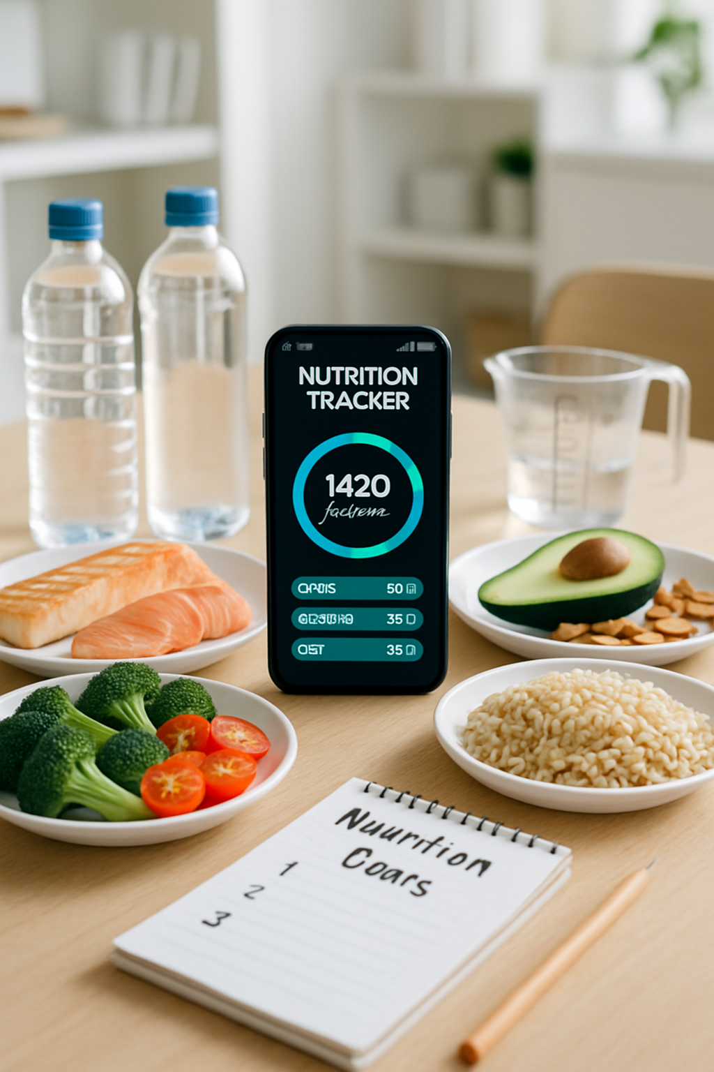 A smartphone displaying the SnapEat AI nutrition tracker app interface, showing a meal analysis with calorie and macro breakdown.